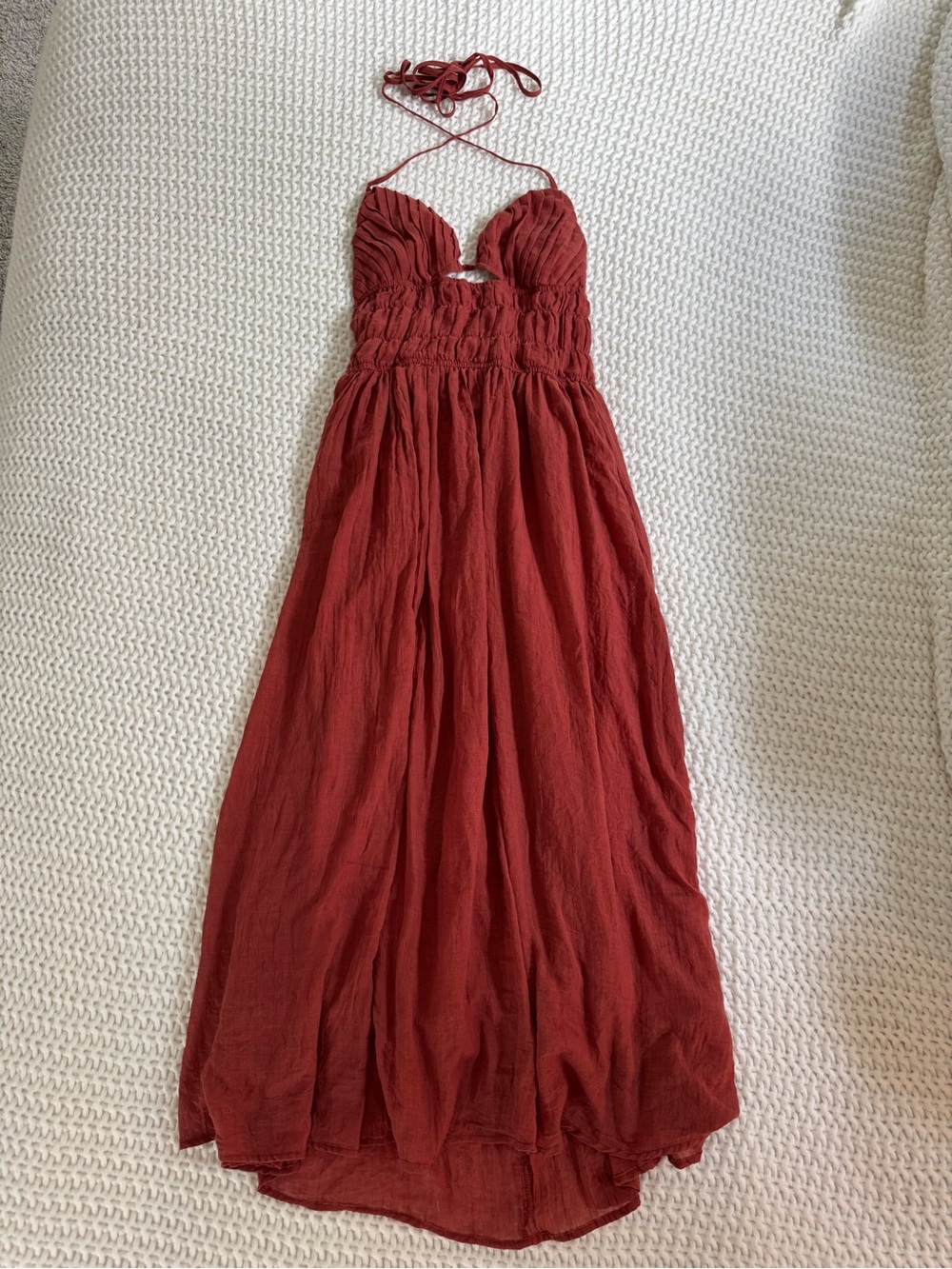 Moon River Rust Red Halter Maxi Dress